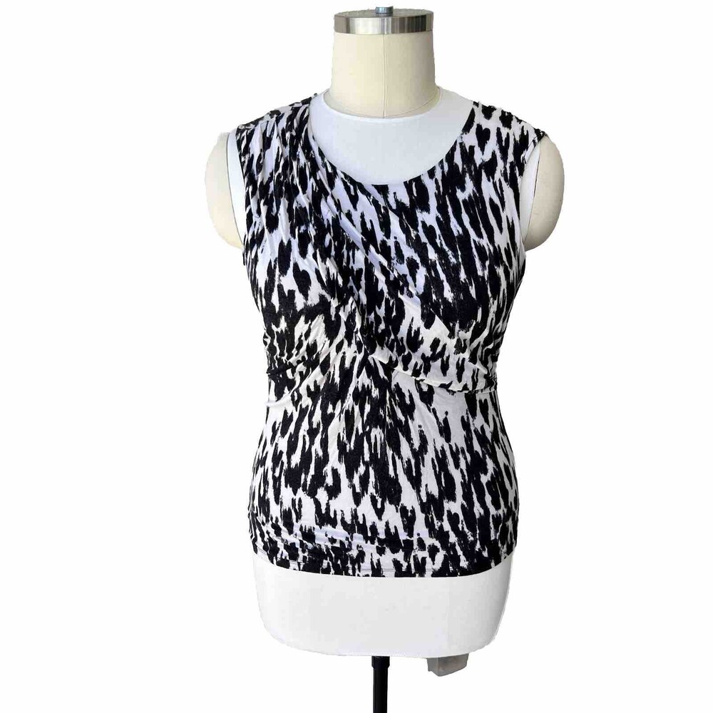 Ann Taylor - Black and White Abstract Animal Print Sleeveless Tank Top XL